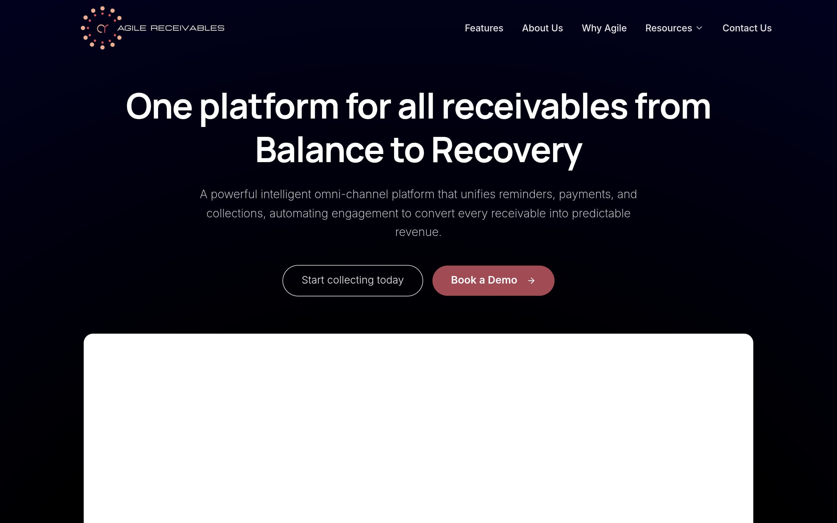 Agile Receivables website preview